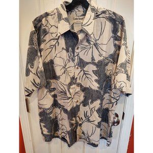 VTG Cooke Street Honolulu XL Reverse Print Mens Shirt Hawaiian Floral Brown